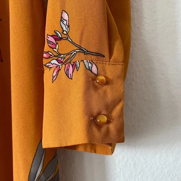 Nanette Lepore Midi Dress Button Front Size 8 Floral Long Sleeve - Picture 6 of 10